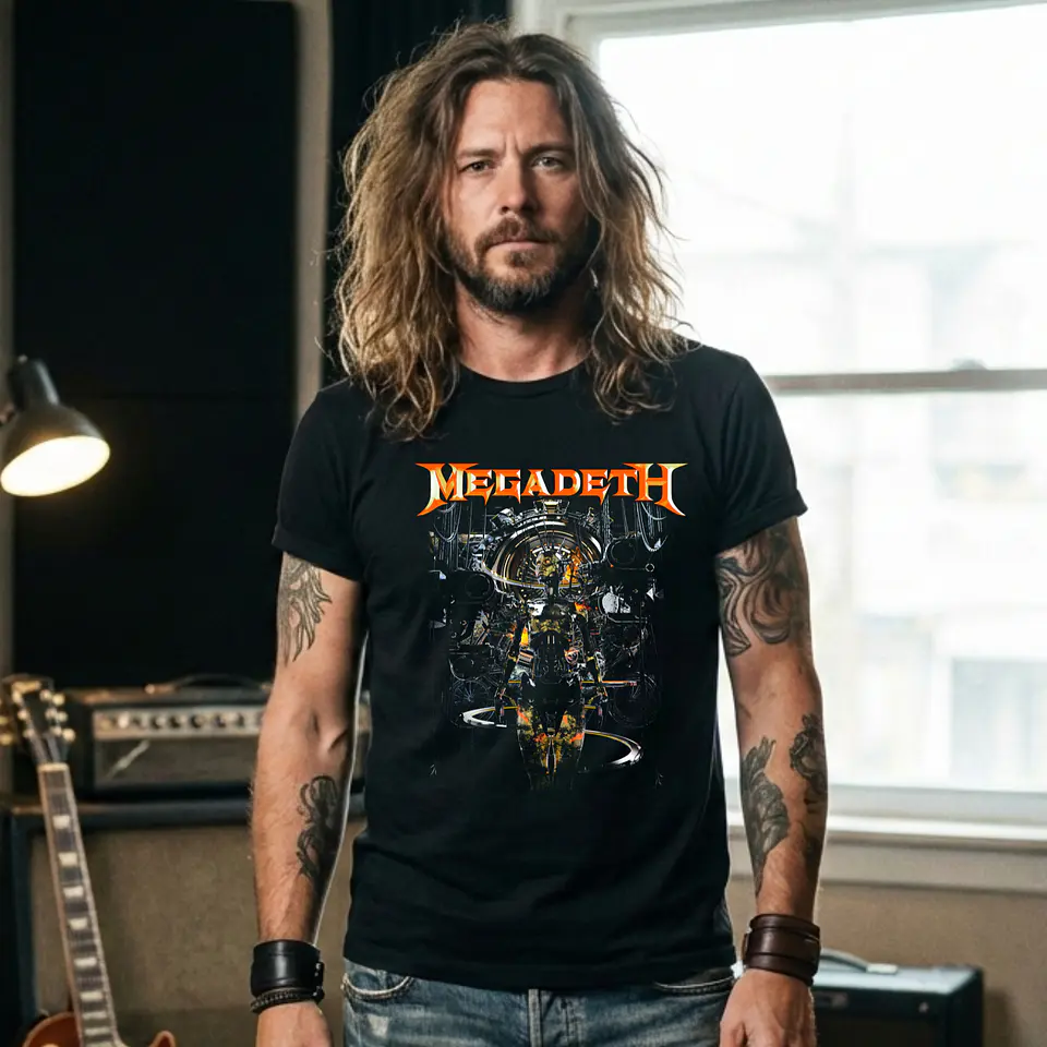 T-shirt Megadeth Personalizada - 100% Algodão DTF Halftone col. 02 3