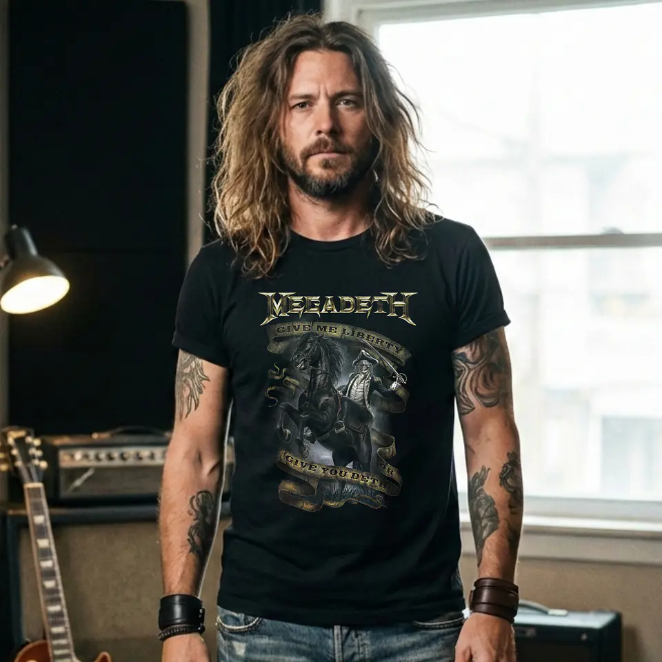 T-shirt Megadeth Personalizada - 100% Algodão DTF Halftone col. 02 5