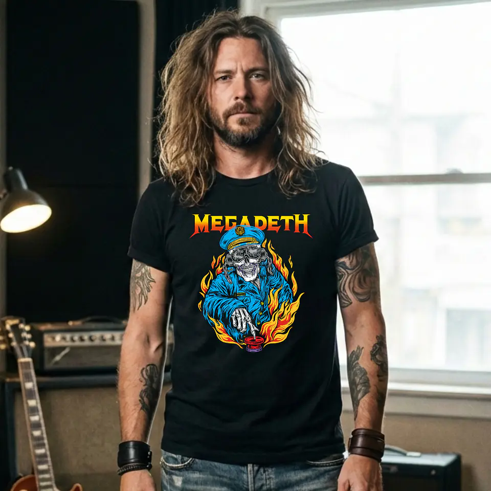 T-shirt Megadeth Personalizada - 100% Algodão DTF Halftone col. 02 7