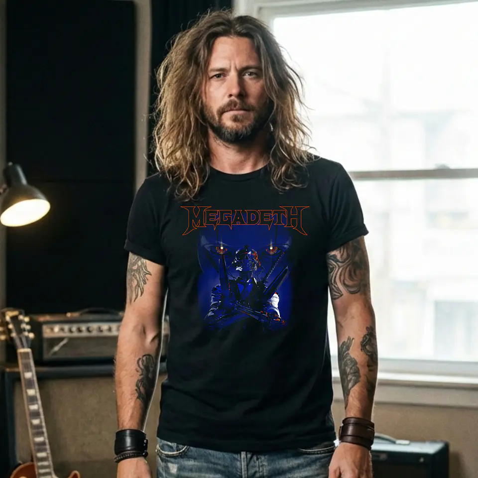 T-shirt Megadeth Personalizada - 100% Algodão DTF Halftone col. 03 2