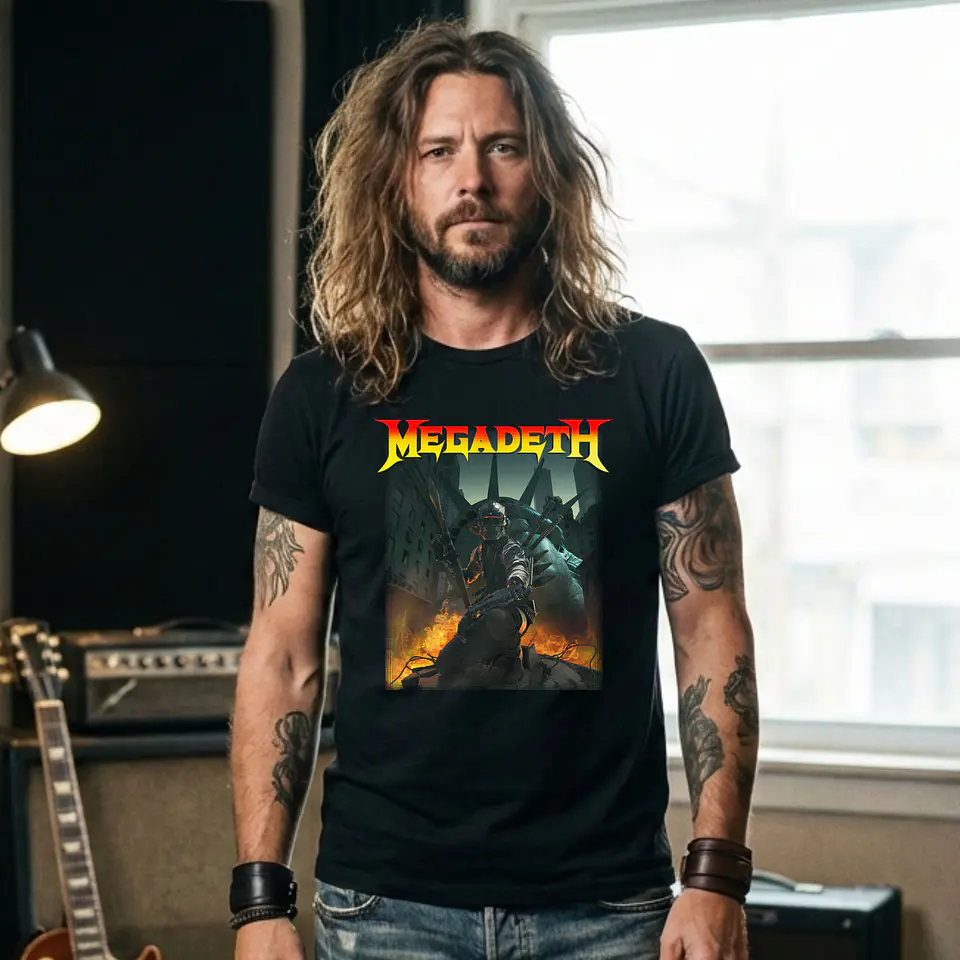 T-shirt Megadeth Personalizada - 100% Algodão DTF Halftone col. 03 3