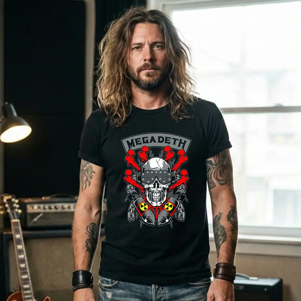 T-shirt Megadeth Personalizada - 100% Algodão DTF Halftone col. 03 4