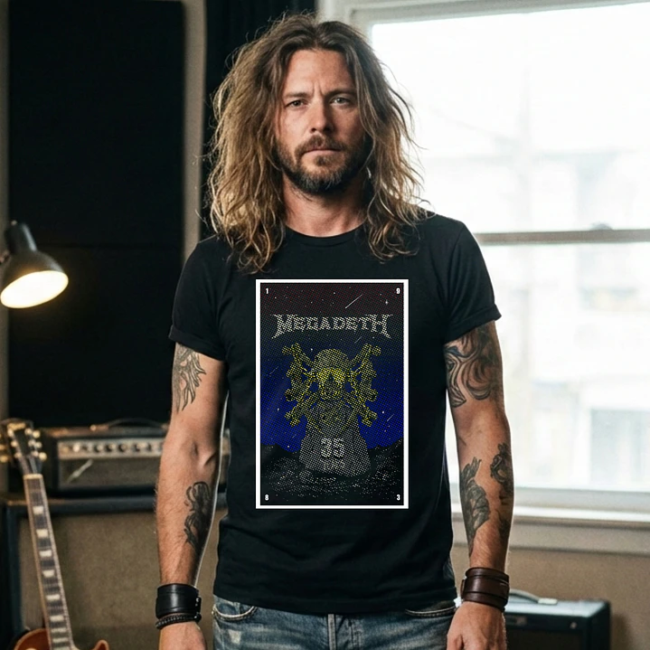 T-shirt Megadeth Personalizada - 100% Algodão DTF Halftone col. 03 8