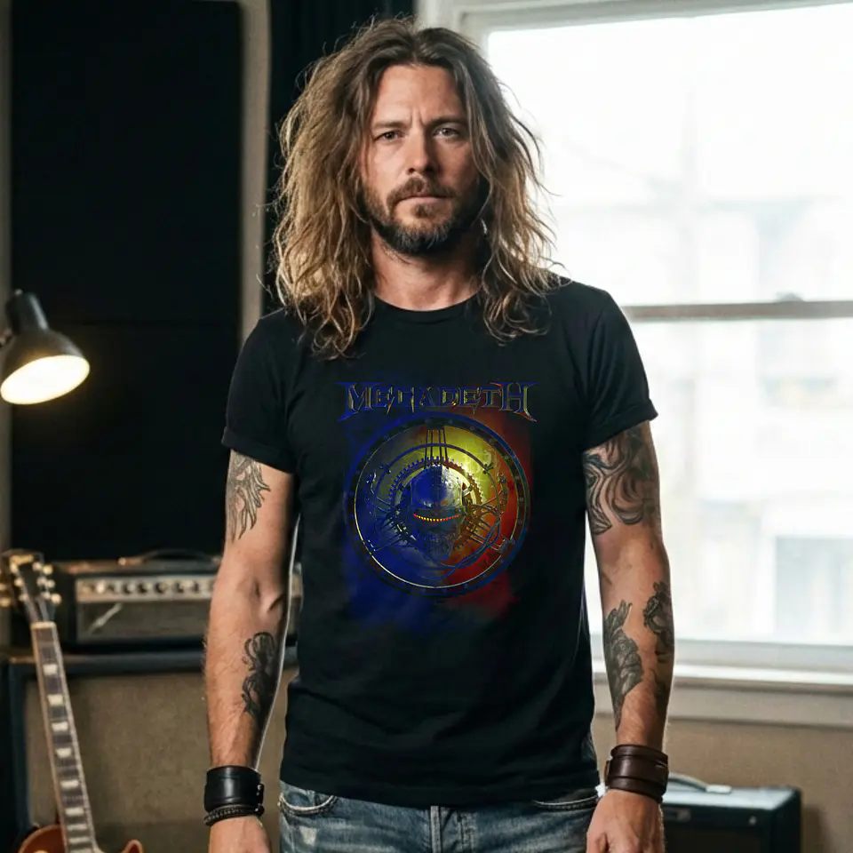 T-shirt Megadeth Personalizada - 100% Algodão DTF Halftone col. 03 10