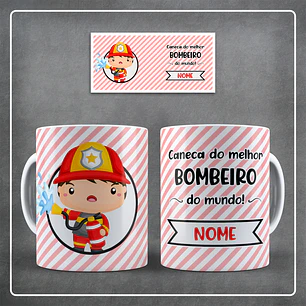 Caneca personalizada melhor bombeiro do mundo com nome personalizável