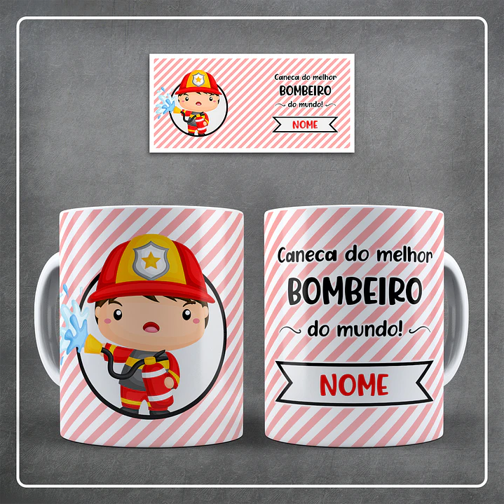 Caneca personalizada melhor bombeiro do mundo com nome personalizável 1