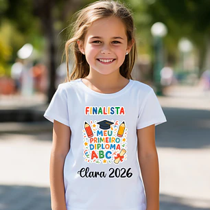 T-shirt Finalista Infantil Personalizada - 100% Algodão e Alta Qualidade