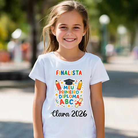 T-shirt Finalista Infantil Personalizada - 100% Algodão e Alta Qualidade