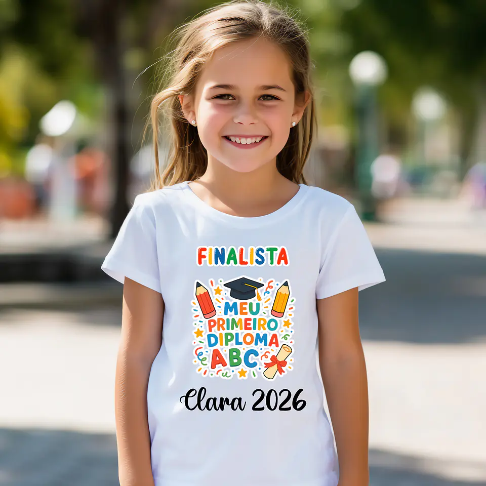 T-shirt Finalista Infantil Personalizada - 100% Algodão e Alta Qualidade 1