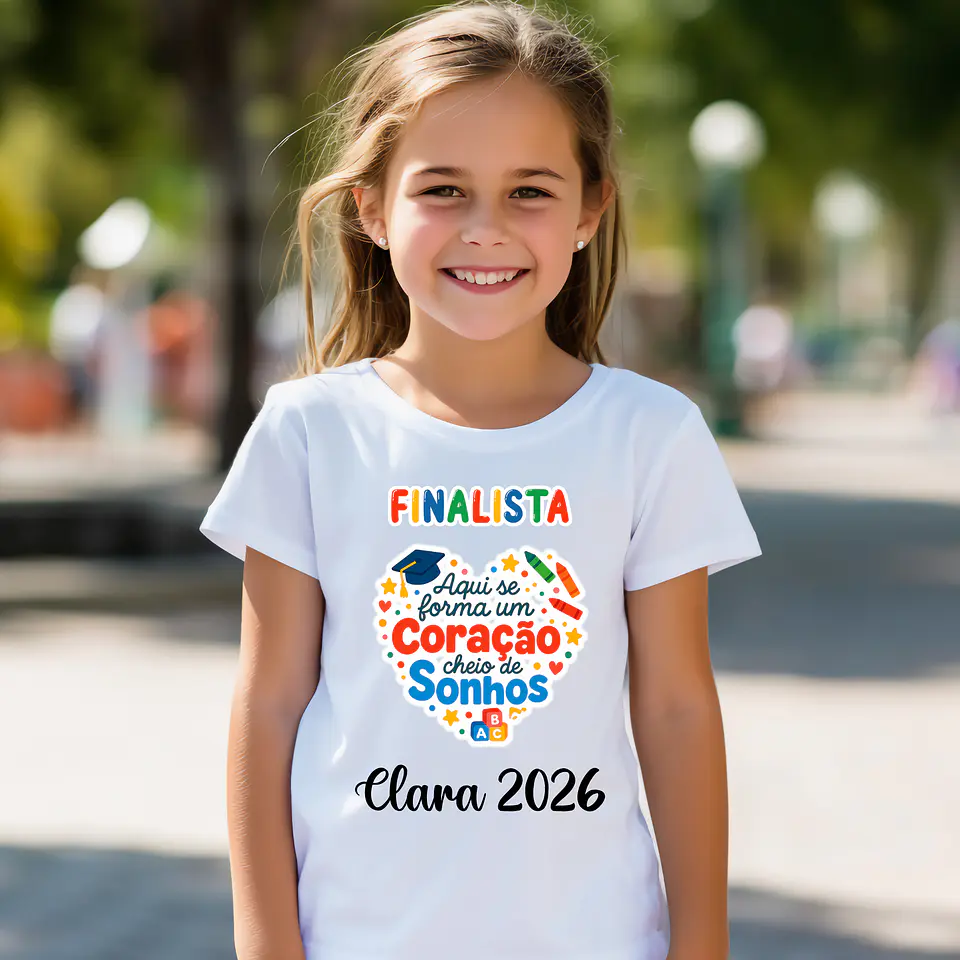 T-shirt Finalista Infantil Personalizada - 100% Algodão e Alta Qualidade 2
