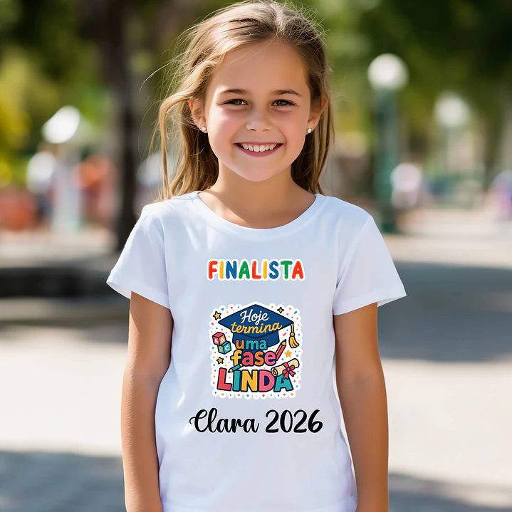T-shirt Finalista Infantil Personalizada - 100% Algodão e Alta Qualidade 4