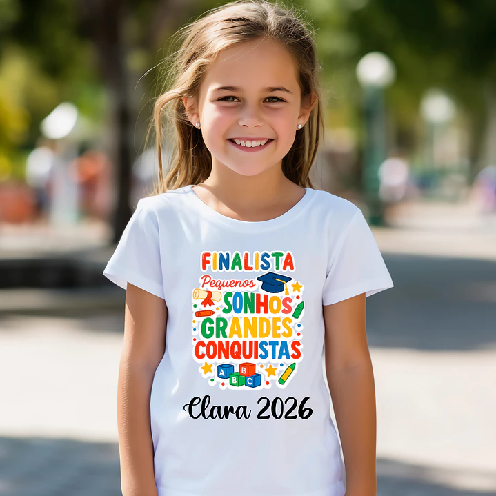 T-shirt Finalista Infantil Personalizada - 100% Algodão e Alta Qualidade 6
