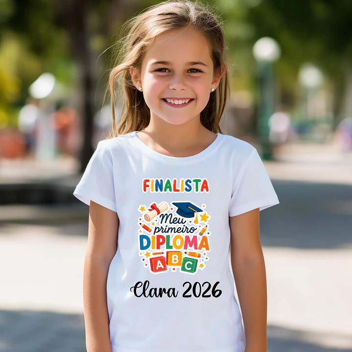 T-shirt Finalista Infantil Personalizada - 100% Algodão e Alta Qualidade 7