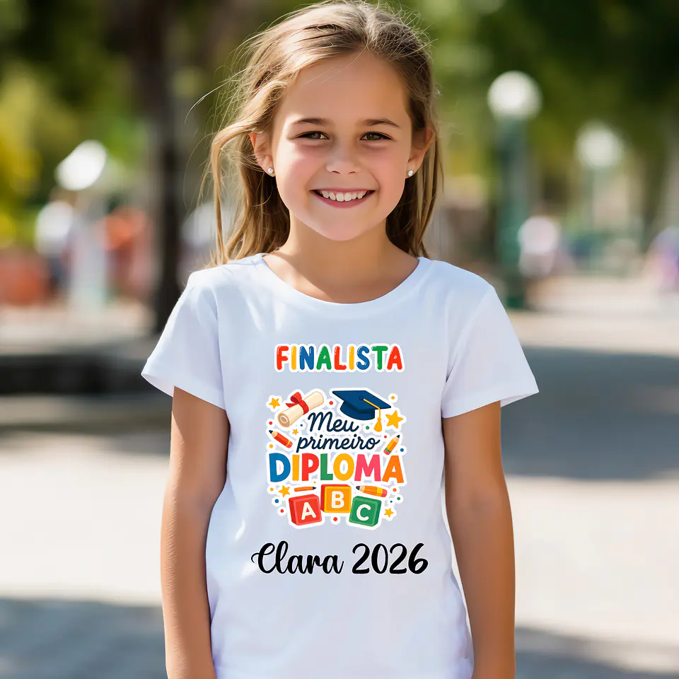 T-shirt Finalista Infantil Personalizada - 100% Algodão e Alta Qualidade 7