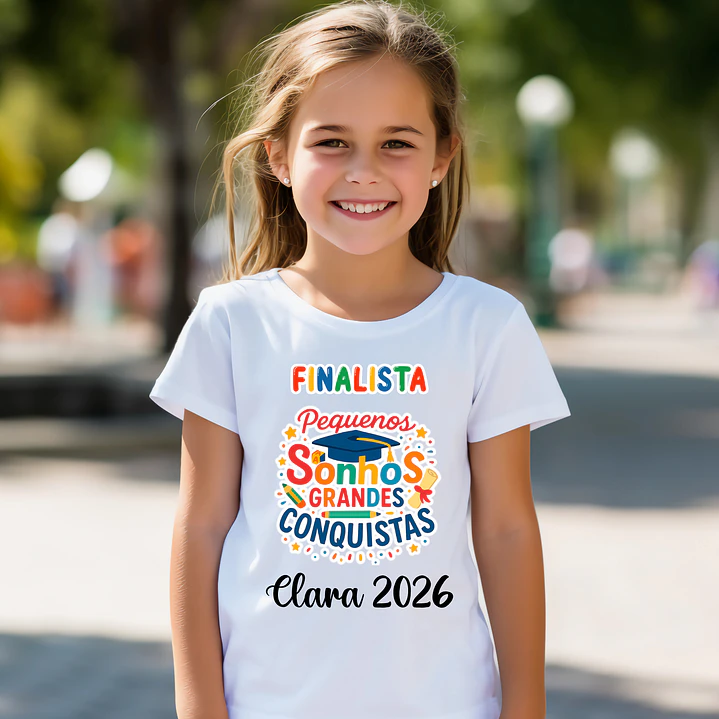 T-shirt Finalista Infantil Personalizada - 100% Algodão e Alta Qualidade 9