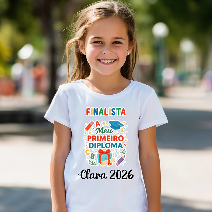 T-shirt Finalista Infantil Personalizada - 100% Algodão e Alta Qualidade 10