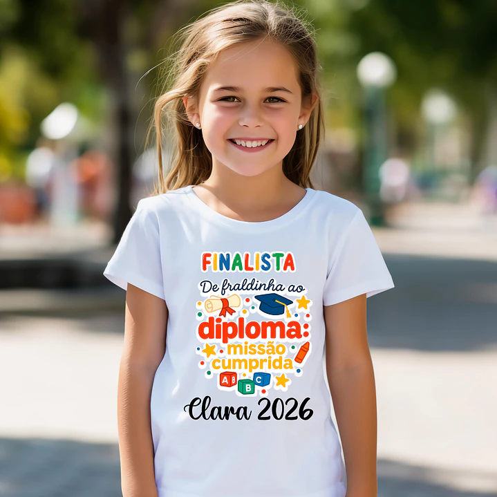 T-shirt Finalista Infantil Personalizada - 100% Algodão e Alta Qualidade 11