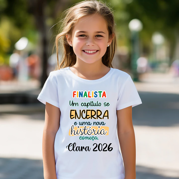 T-shirt Finalista Infantil Personalizada - 100% Algodão e Alta Qualidade 13