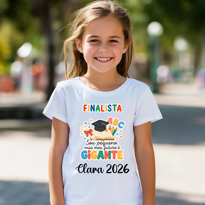 T-shirt Finalista Infantil Personalizada - 100% Algodão e Alta Qualidade 14