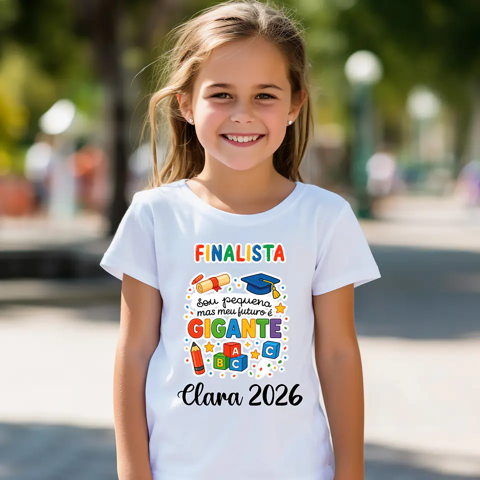 T-shirt Finalista Infantil Personalizada - 100% Algodão e Alta Qualidade 15