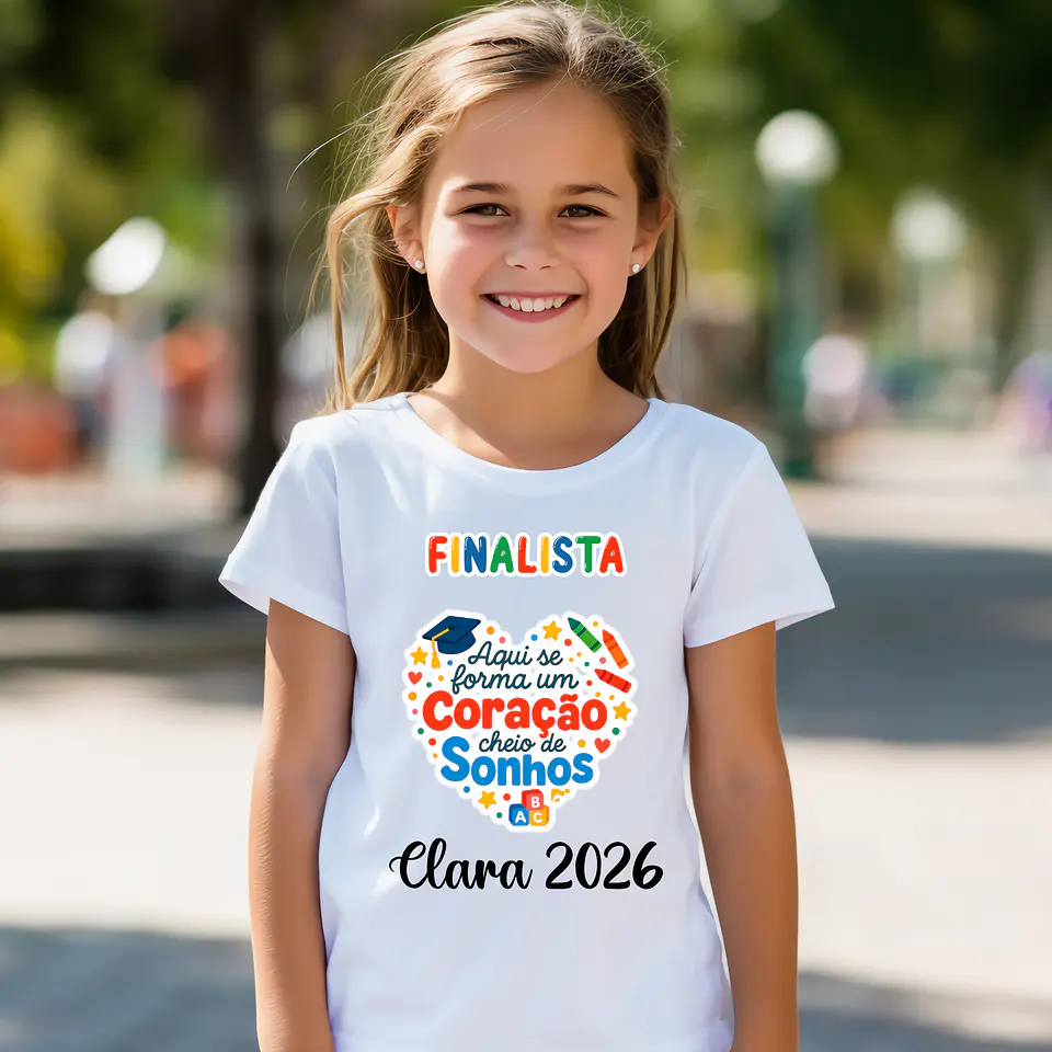 T-shirt Finalista Infantil Personalizada - 100% Algodão e Alta Qualidade 16