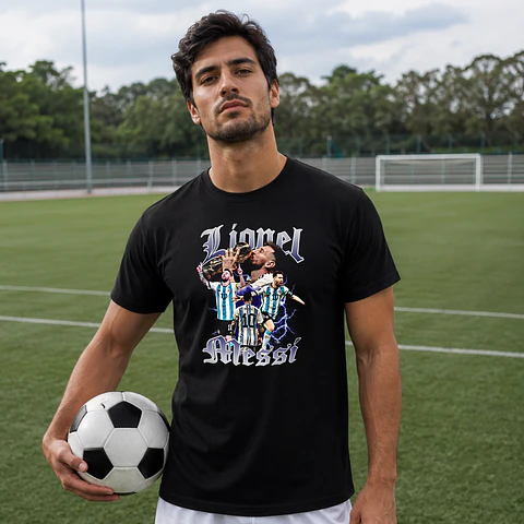 T-Shirt Premium Lionel Messi GOAT Vintage | 100% Algodão – Envios Europa