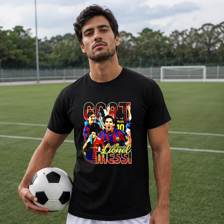 T-Shirt Premium Lionel Messi GOAT Vintage | 100% Algodão – Envios Europa 3