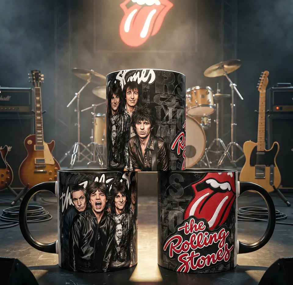 Caneca Rock Clássico The Rolling Stones – Coleção Bandas de Rock 2