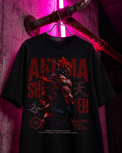 👹 Coleção STREET FIGHTER – T-Shirt Premium "AKUMA SHIN" Estilo Dark Grunge & Streetwear