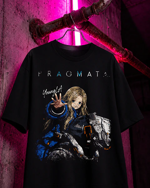 🚀 Coleção PRAGMATA – T-Shirt Premium "DIANA & THE ASTRONAUT" Estilo Cyberpunk Sci-Fi & Streetwear