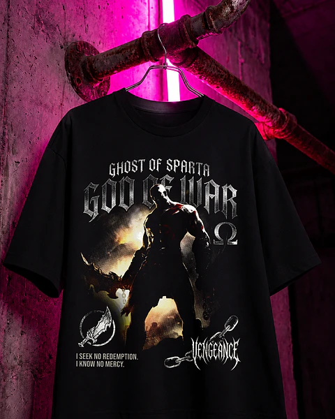 ⚔️ Coleção GOD OF WAR – T-Shirt Premium "GOD OF WAR - VENGEANCE" Estilo Dark Grunge & Streetwear