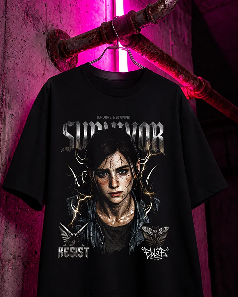 Coleção THE LAST OF US – T-Shirt Premium "ELLIE SURVIVOR" Estilo Dark Grunge & Streetwear