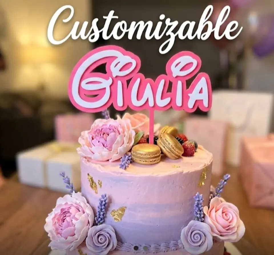 Topo de Bolo Personalizado com Fonte Encantada 3D 1