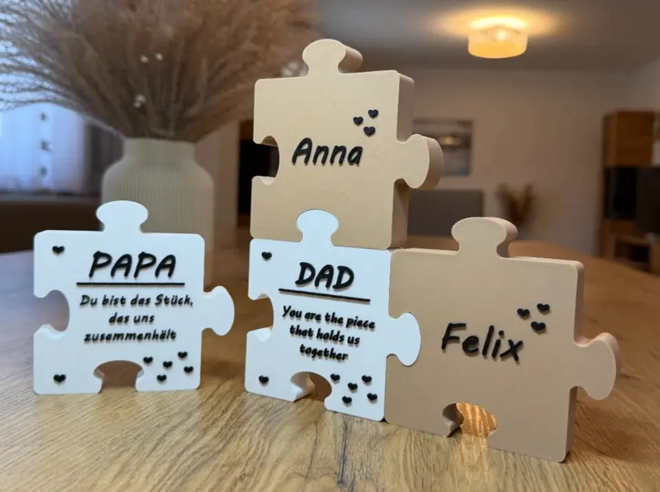Puzzle Familiar Personalizado 3D | Peça Central com Nome e Mensagem 1