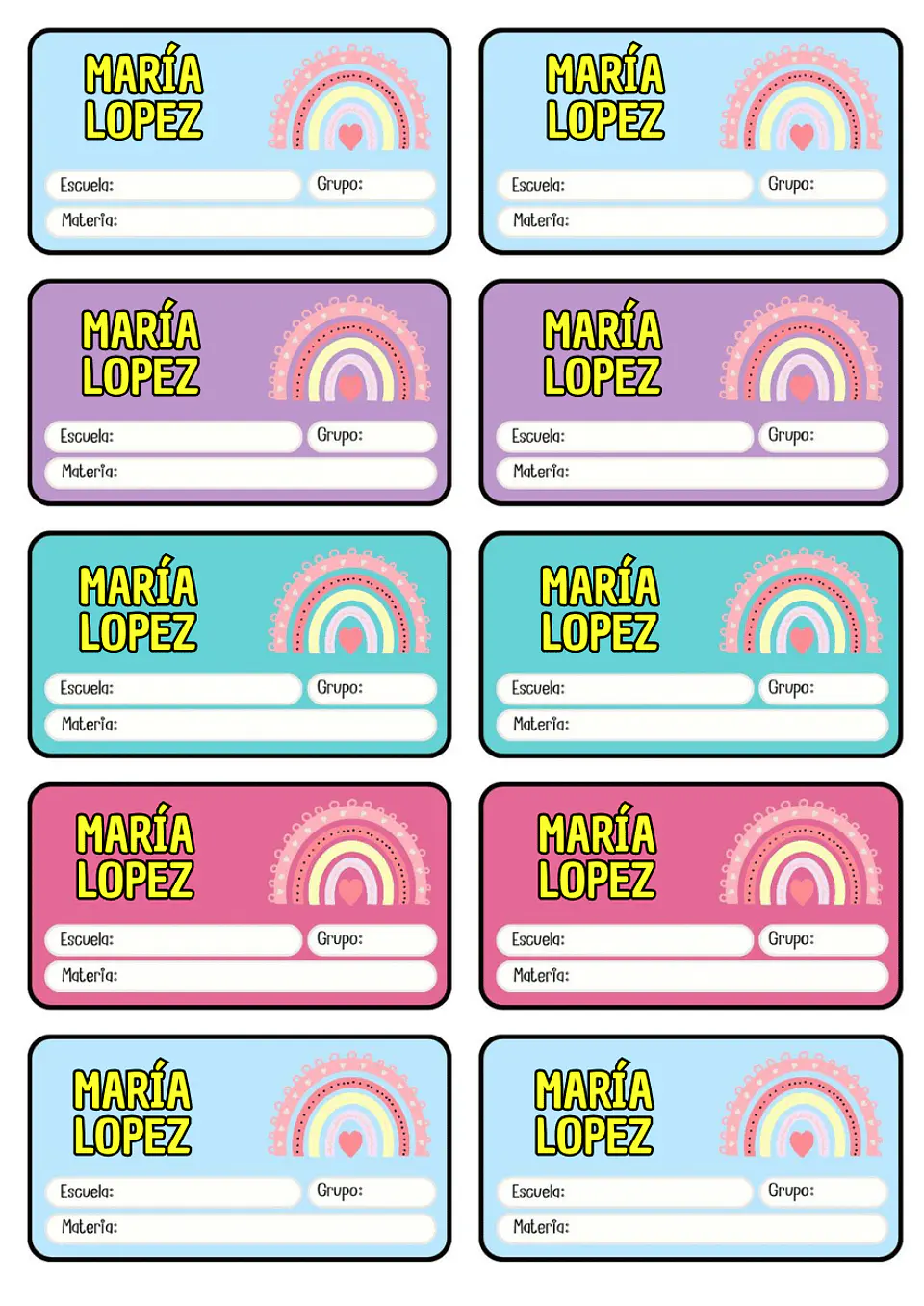 Etiquetas Escolares Personalizadas 10
