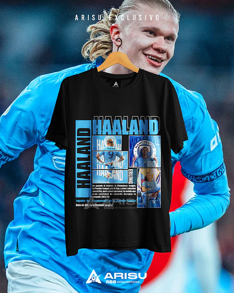T-shirt Erling Haaland Manchester City – Coleção Vintage Graphic / Bootleg Style
