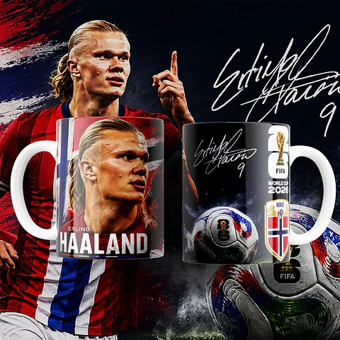 Caneca Erling Haaland Noruega World Cup 2026 – Edição Especial com Autógrafo