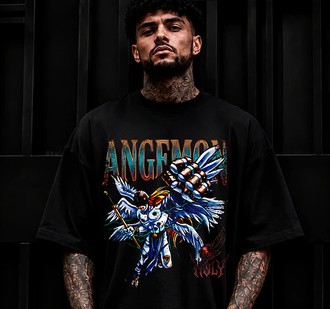 T-shirt Digimon Vintage Style – Coleção Exclusiva Angemon & WarGreymon