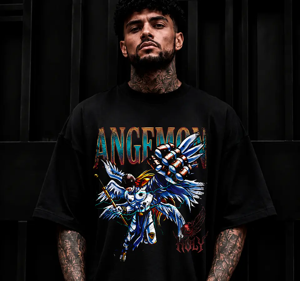 T-shirt Digimon Vintage Style – Coleção Exclusiva Angemon & WarGreymon 1