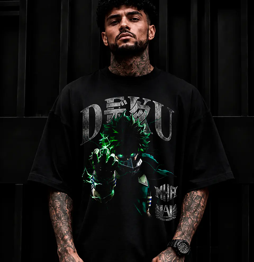 T-shirt My Hero Academia Vintage Style – Coleção Izuku Midoriya, Shigaraki, All For One, Endeavor & Aizawa 3