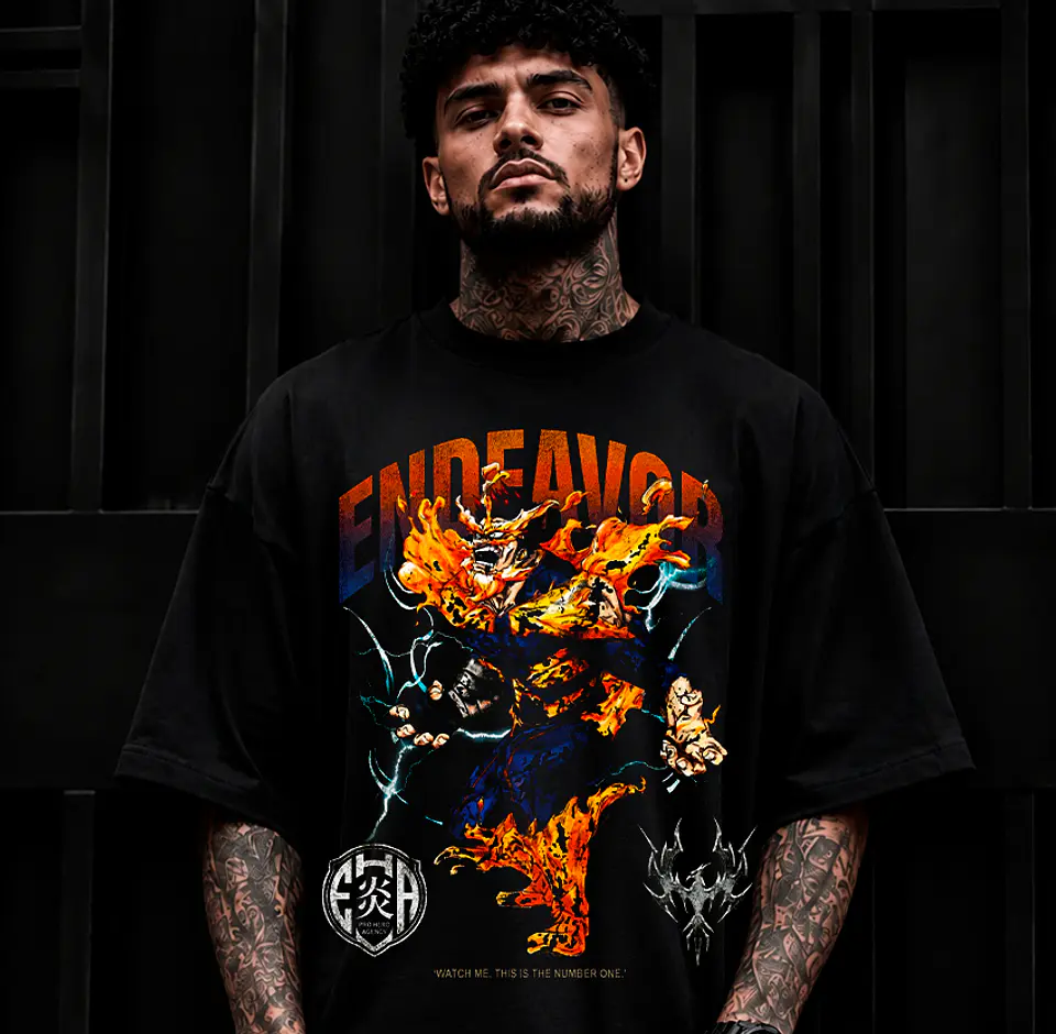 T-shirt My Hero Academia Vintage Style – Coleção Izuku Midoriya, Shigaraki, All For One, Endeavor & Aizawa 5