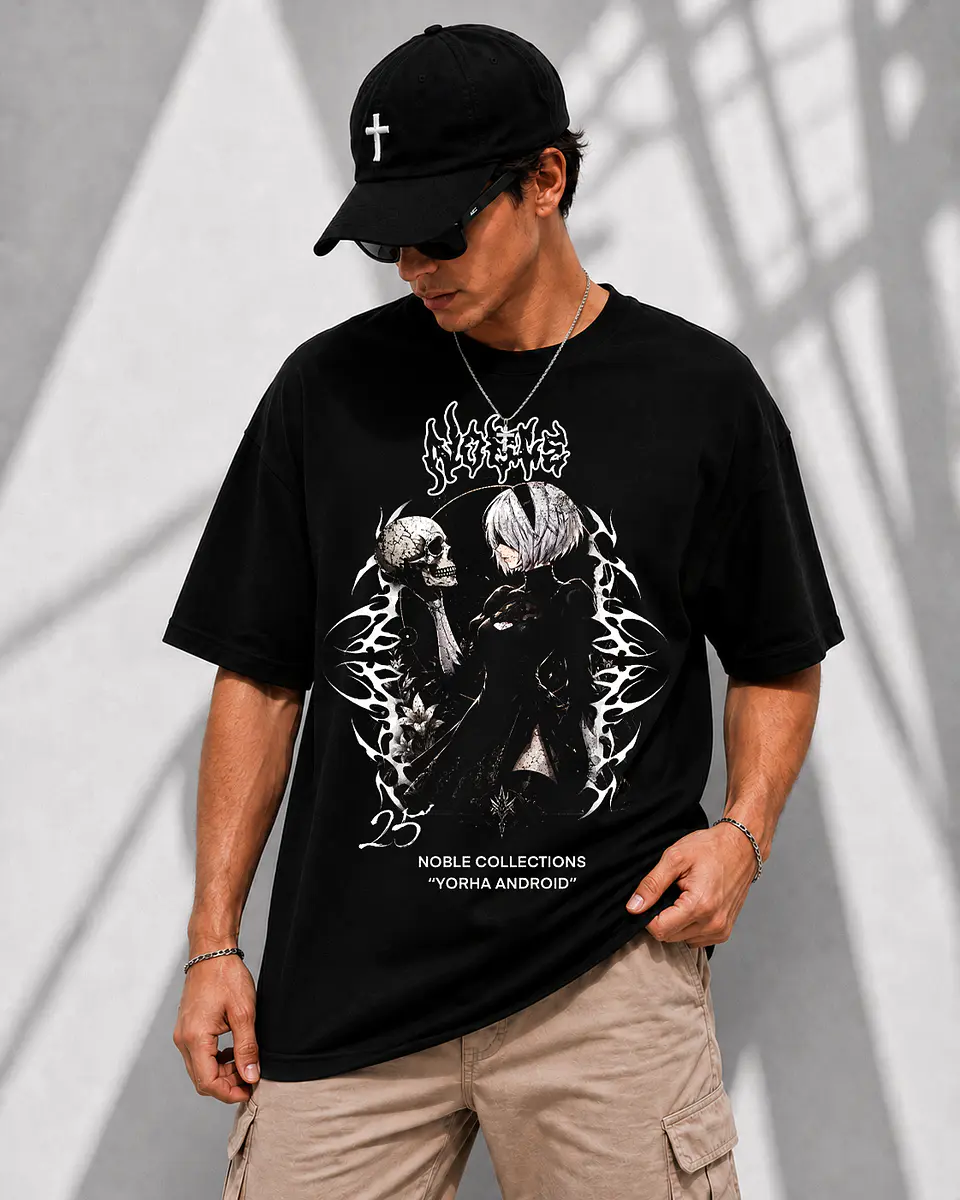T-shirt NieR Automata 2B – Coleção Gaming Dark Aesthetics Streetwear 1