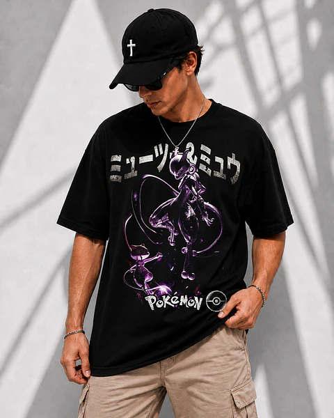 Coleção T-shirts Pokémon Vintage Streetwear – Mewtwo, Lugia, Lucario & Red Gyarados