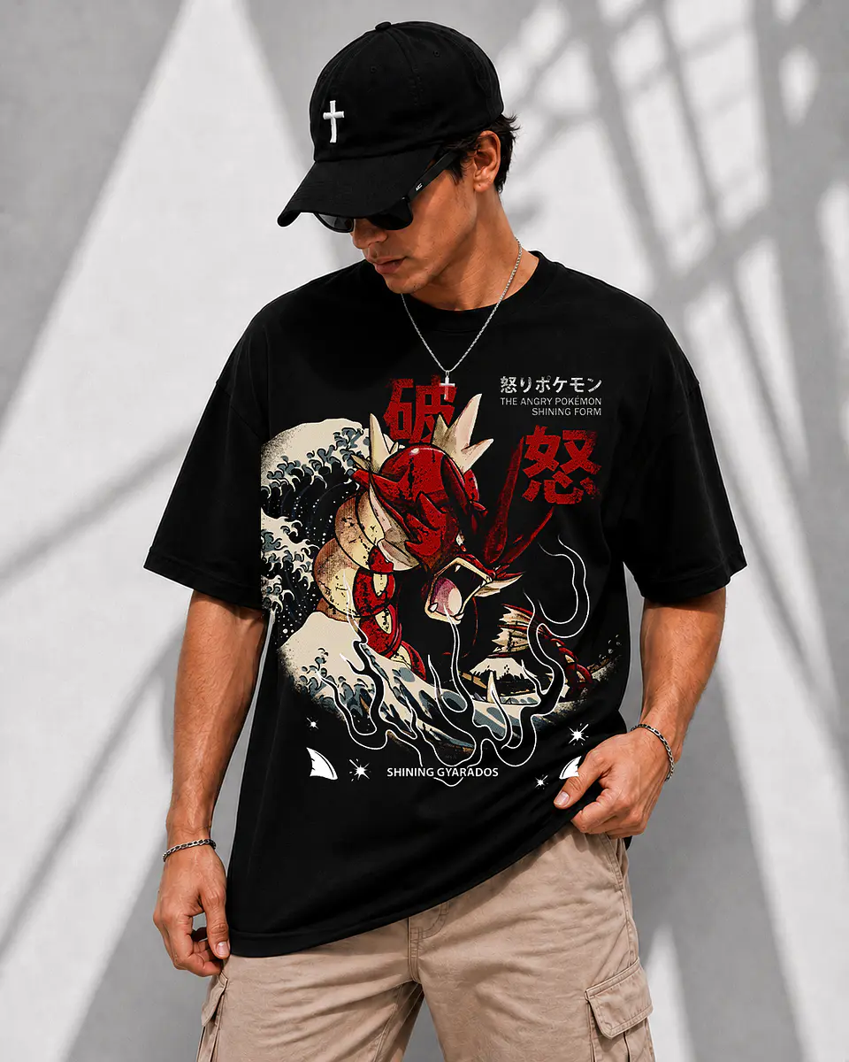 Coleção T-shirts Pokémon Vintage Streetwear – Mewtwo, Lugia, Lucario & Red Gyarados 4