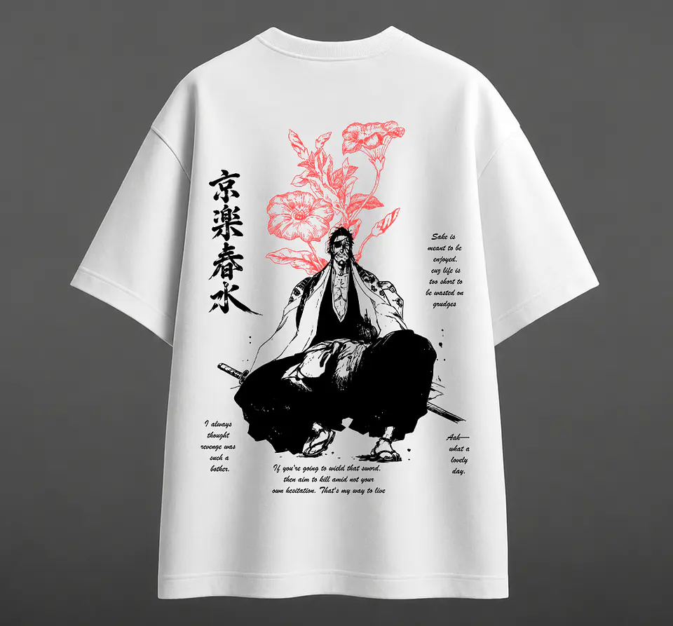T-shirt Bleach Shunsui Kyoraku – Coleção Anime Streetwear Minimalist Style 1