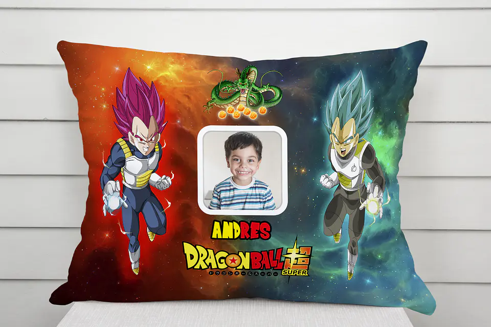 Almofada Dragon Ball Super Personalizada com Foto e Nome – Coleção Saiyan Anime 1