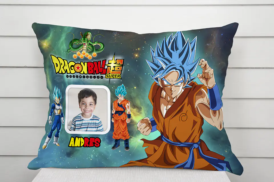 Almofada Dragon Ball Super Personalizada com Foto e Nome – Coleção Saiyan Anime 2