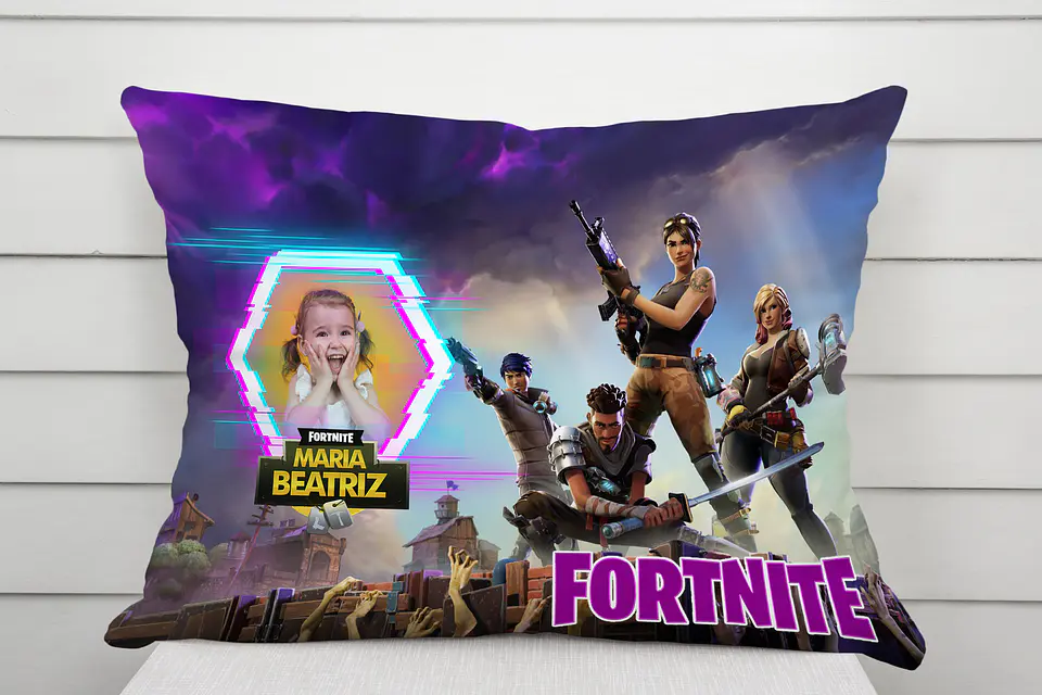 Almofada Fortnite Personalizada com Foto e Nome – Coleção Gamer Battle Royale 2