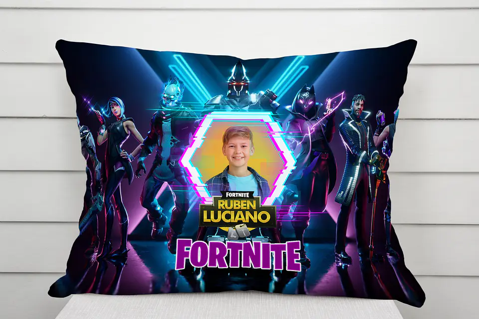 Almofada Fortnite Personalizada com Foto e Nome – Coleção Gamer Battle Royale 3