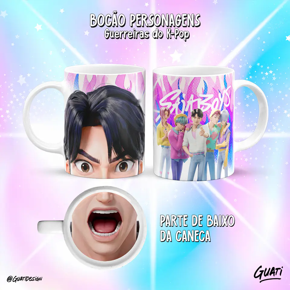 Canecas K-Pop Demon Hunters & Saja Boys – Coleção Bocão Personagens 🎤✨ 8